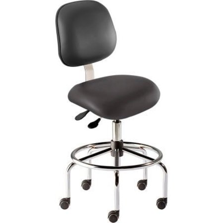 BIOFIT BioFit Antimicrobial Stool, 25"-32" Seat Height, Black Vinyl - Chrome Steel Base - Elite Series EES-H-RC-T-XF-XA-C-P28540